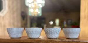 Textured White Bowls Soup/Cereal - microwave, oven, dishwasher safe - Set of 4